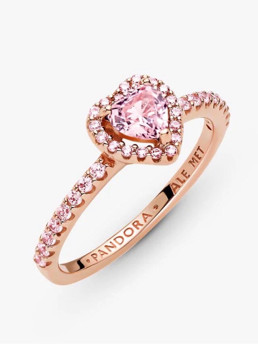 Pandora Rose Gold Ring with Pink Heart Stone and Pink Accents